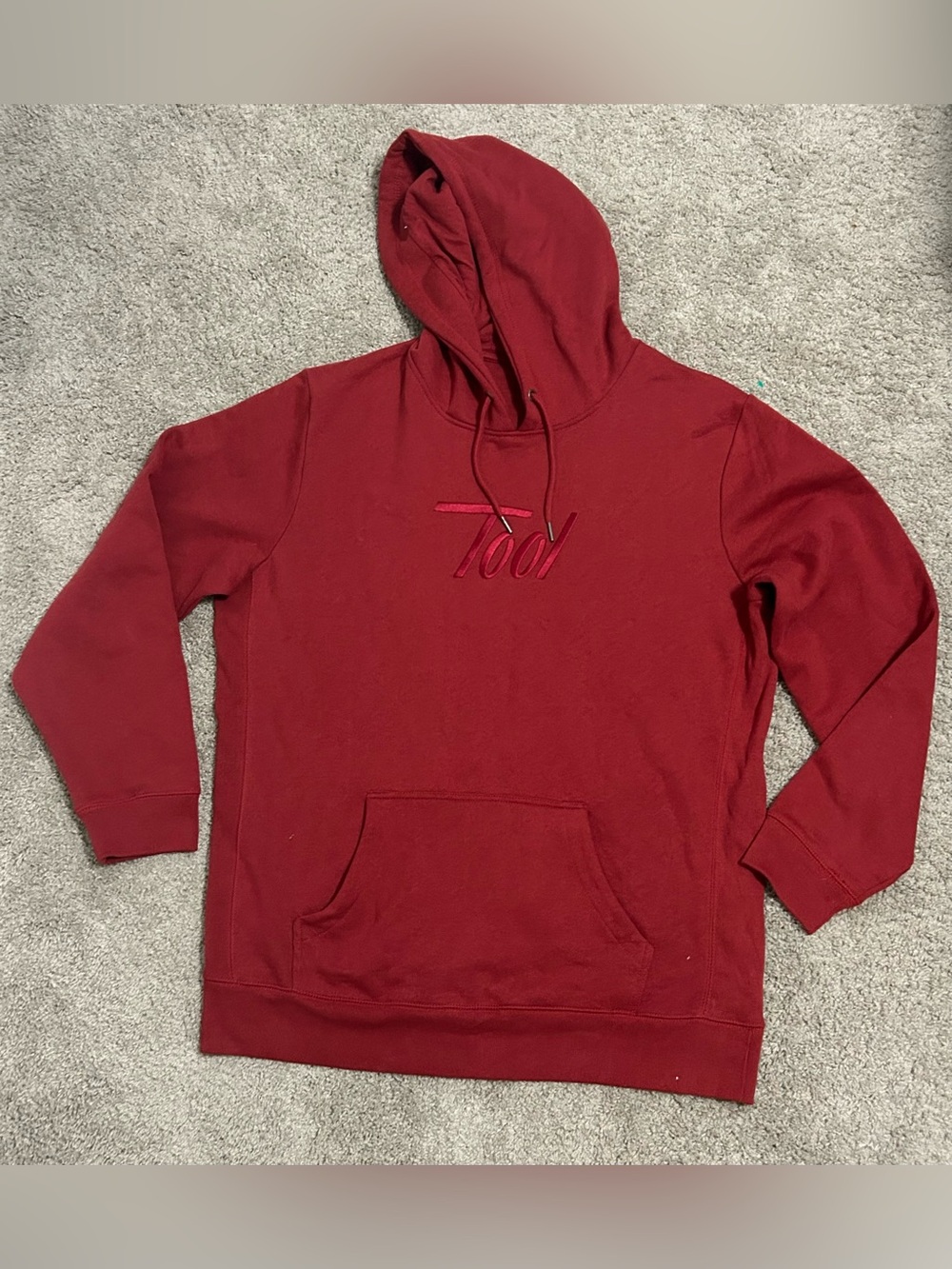 Original Favorites Men’s Red Oversized Hoodie Embroidered TOOL Logo Fleece XL